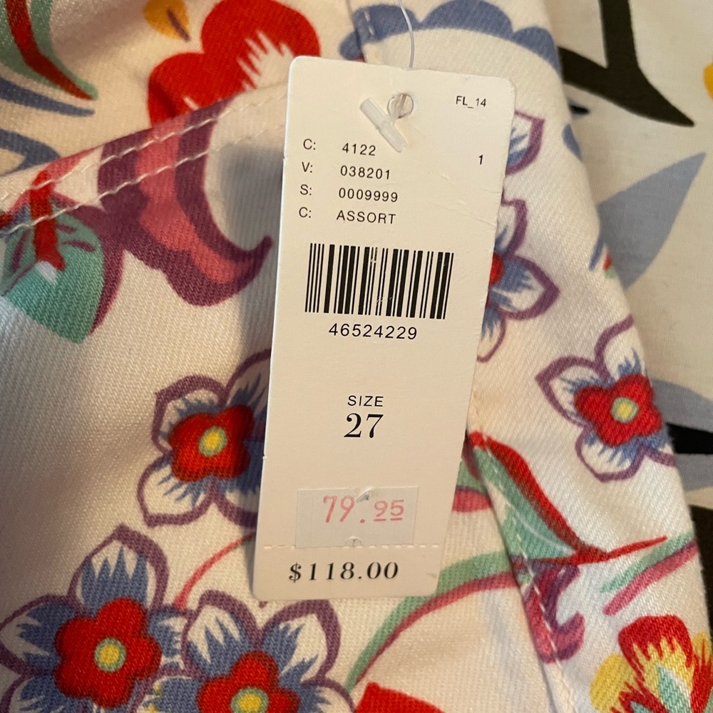NWT Pilcro Floral Paisley Mid-Rise Skinny Jeans Size 27